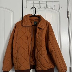Wild Fable Quilted Dark Orange Puffer Jacket